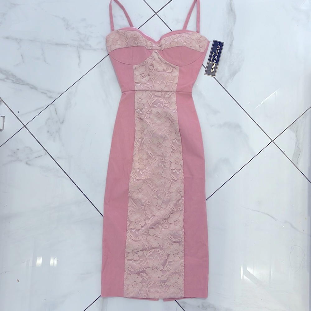 Stop staring Pink Dress pinup